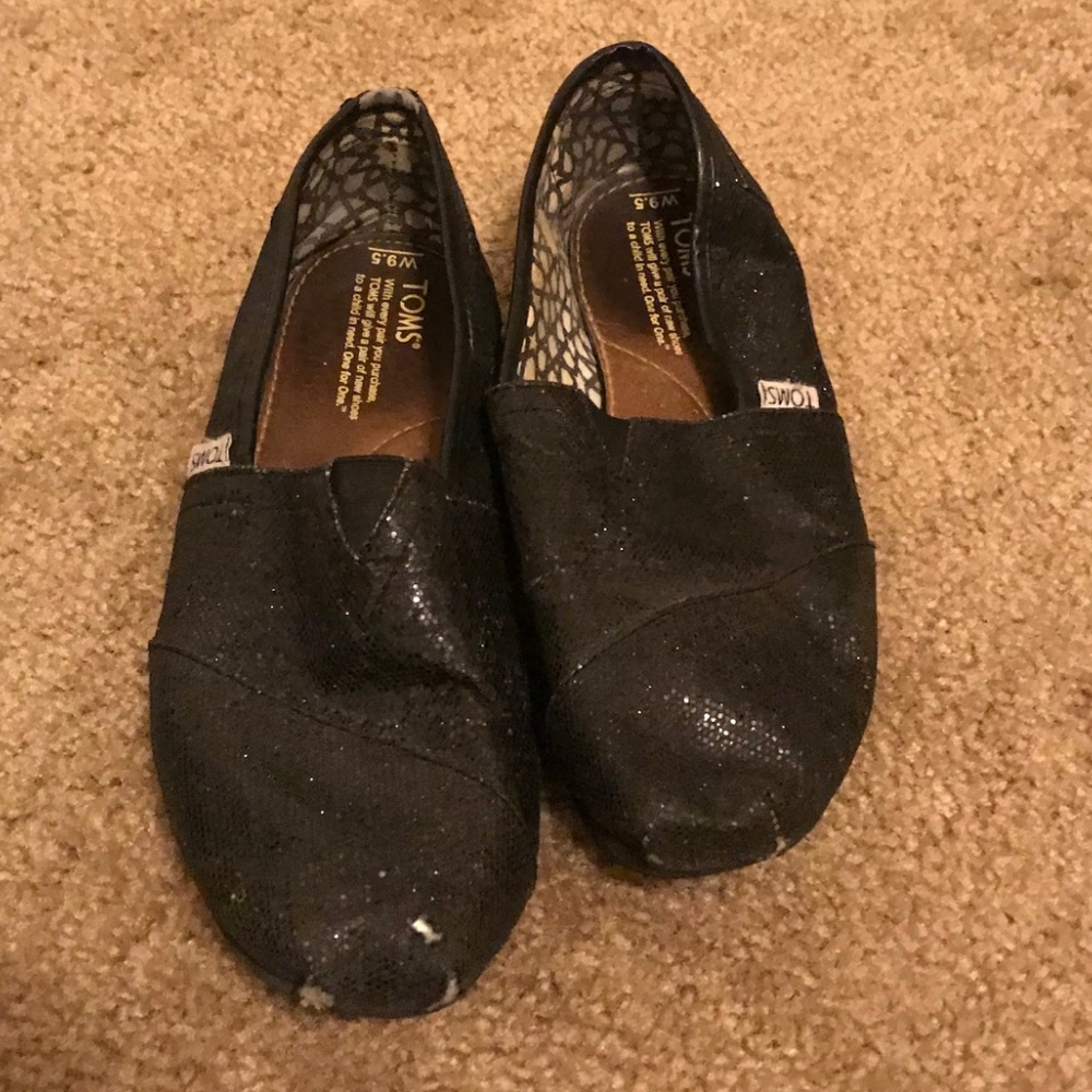 Toms Sparkly Black Flats